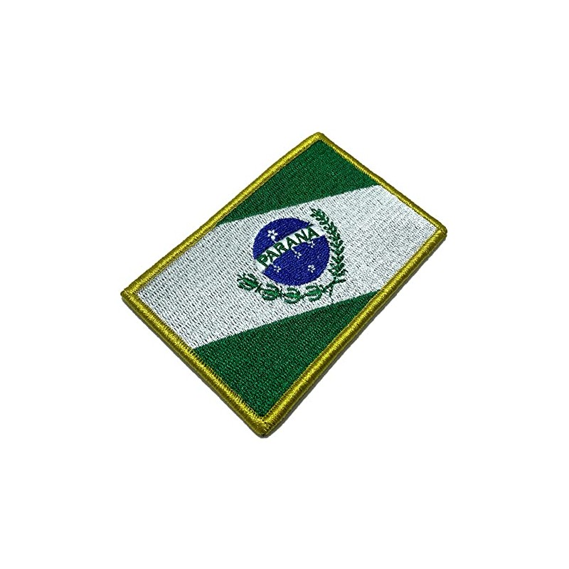 BE0174V21 Paraná Brazil Country Flag Embroidered Patch Gold Border Uniform