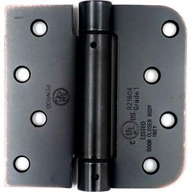 Hinge Outlet Spring Self-Closing Hinges, 4 Inch Square with 5/8 Inch Oil Rubbed Bronze Finish - Adjustable Door Closing - 6 Pack for 2 or 3 Doors