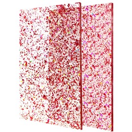 FaeliKnise 1/8" Thick Glitter Acrylic Sheets Transparent Confetti Sparkly Acrylic for Laser Cutting and Engraving & Crafts(12x 8, Pink, 2)