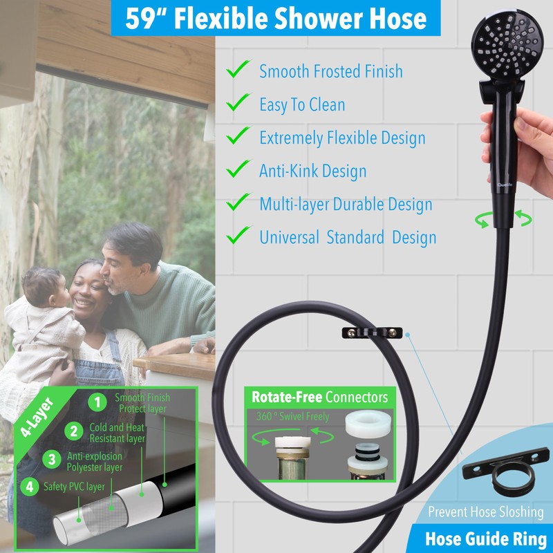 RV Shower Head with Hose and On Off Switch (Trickle),