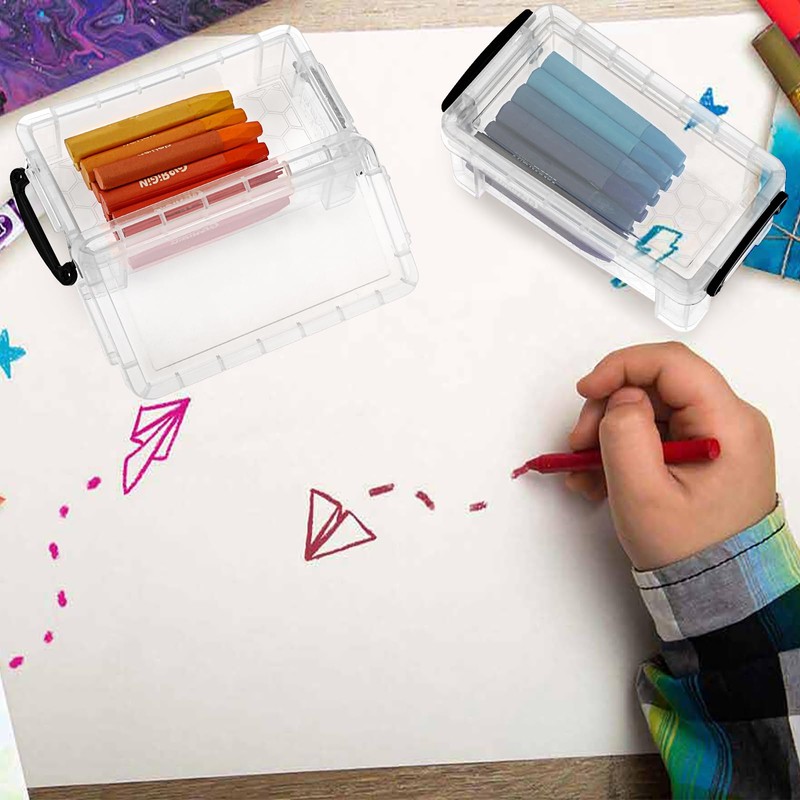 OGANAZI 12 PCS Clear Plastic Crayon Boxes with Snap Lids,