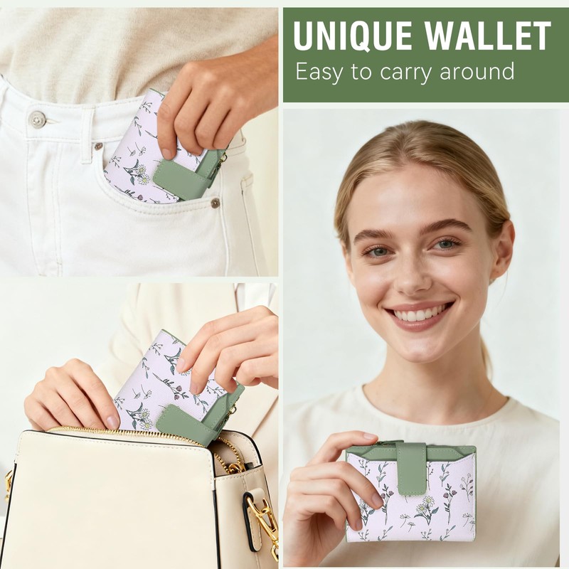 Lapensa Small Womens Wallet-soft Leather RFID Blocking Bifold Zipper Pocket