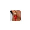 Nautical Seashell and Red Lobster Dangle Earrings, Gold-Tone Statement Jewelry,