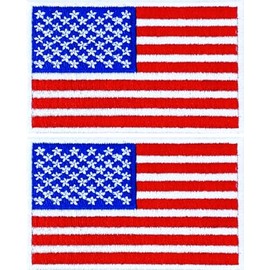 2PCS Hook and Loop US American Flag Tactical USA Patches for Backpacks Caps Hats Jackets Pants 3.2 inch x 2 inch (8cmx5cm) Standard Size (White)
