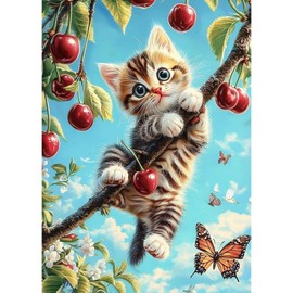 GHHKUD Cat Diamond Painting Kits for Adults, 5D Diamond Art Kits for Beginners, DIY Full Drill Diamond Art Stitch, Diamond Art Canvas Painting Pictures for Home Wall Decor, 30 * 40CM