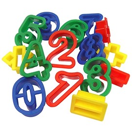 Major Brushes 15 Plastic Numbers and Math Symbols Play Dough & Cookie Cutter Shapes