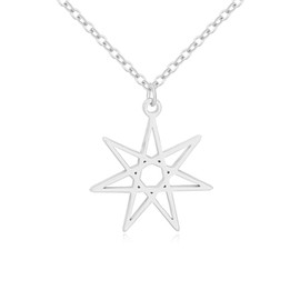 NOUMANDA Elven or Faerie Seven Pointed Star Septagram Pendant Necklace Rose Gold Silver Tone (Silver)