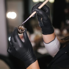 MERCATOR MEDICAL Nitrile Gloves, Powder-Free Disposable Gloves, Nitrylex Black, Size: M, Pack of 100, Opaque Black Colour, Textured Fingertips, Latex-Free Disposable Gloves