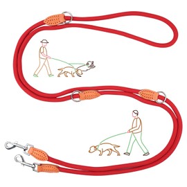 Getervb Dog Lead for Small Dogs Lightweight 3 m Adjustable Double Lead Nylon Lead Dog Robust and Bite Resistant