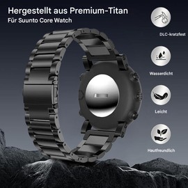 synsing Titan Armband kompatibel für Suunto Core, Titan Metall Armband-Ersatzarmbänder mit sicherer Schnalle kompatibel für Suunto Core Smart Watch für Herren, leicht