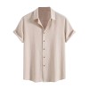 Men's Wrinkle Textured Button Down Shirts Short Sleeves Casual Summer