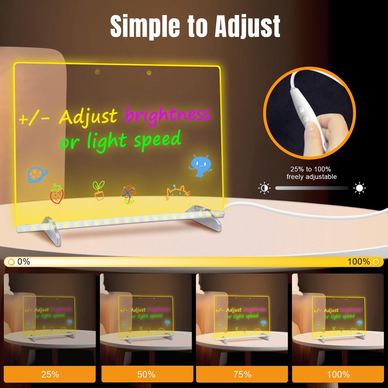 Acrylic Led Drawing Board with 10 Light Modes, Magic Message