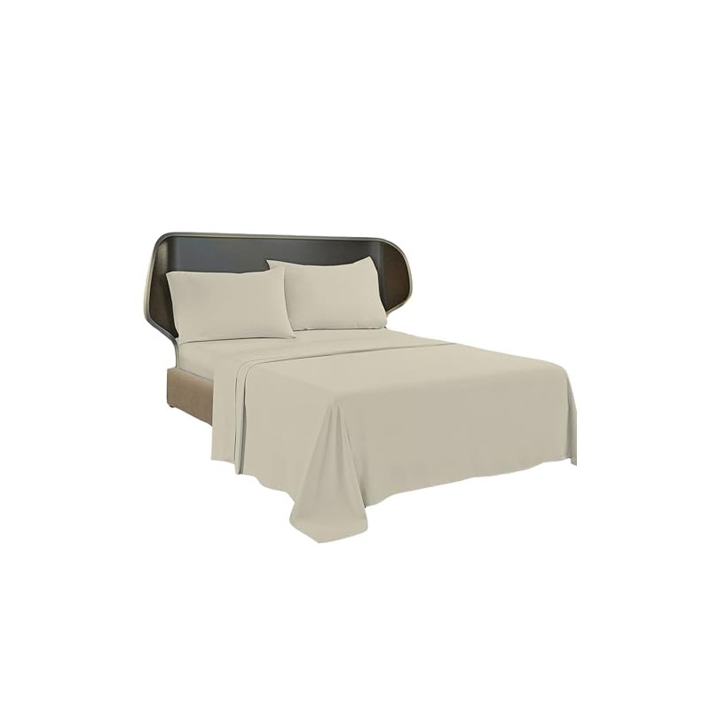 Brit Cotton - Cream Single Size Ultra-Soft Brushed Microfiber Flat