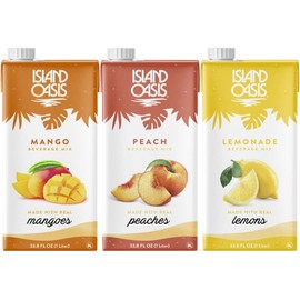 Island Oasis Drink Mix Variety, 1 of each: Mango, Peach, and Lemonade Fruit Puree Beverage Mix, 33.8 fl oz (1 Liter)