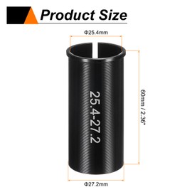 sourcing map 2pcs Alloy Bike Seat Post Reducer Shim 25.4mm to 27.2mm 60mm Length Aluminum Bicycle Reducing Sleeve Conversion Seat Post Tube Adapter for Mountain Bike Road Bike City Bike