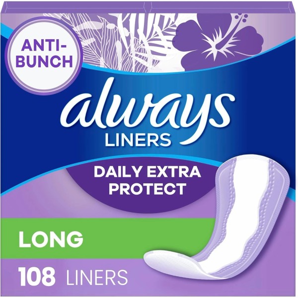 Branded Always Daily Extra Protect Liners, Long Length, Unscented Panty