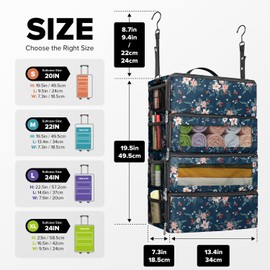 Suitcase Organizer, Travel Luggage Organizer Hanging Shelves Packing Cube Closet/Collapsible Portable Travel Organizer for Carry-on, Medium, Berry