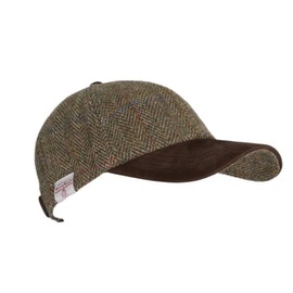WALKER AND HAWKES - Harris Tweed Brungton Baseball Cap w/Suede Leather Peak - Moss Green