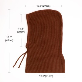 Hooded Scarf Hat Knit Balaclava Women Beanie Skull Cap with Drawstring Warm Winter Hats for Women Men Outdoor Sports