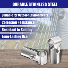 sourcing map Structural Pipe Connector Joint Pipe Clamps 180 Degree 2 Way, 10 Set Stainless Steel Corner Fitting End Rails Clamp Fit OD 1 inch (25mm) Tube, Silver