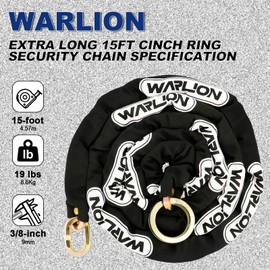Heavy Duty Security Chain, 15ft x 3/8in Thick, Anti-Theft & Cut-Proof Motorcycle Chain with Cinch Ring - Secure Generators, Ebikes, & 2-Wheeled Vehicles