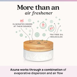 Azuna Azuna Air Freshener & Odor Eliminator for Strong Odor | 2 Room Kit Includes (2) 8 oz. Empty Luxe Glass Jars & 12 oz | Refill with Tea Tree Essential Oil Gel | Aromatherapy | Last 60-90 Days