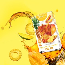 Olinda Pineapple and Mango Iced Tea Bags Herbal Cold Brew Organic Black Tea Refreshing Summer Drink Antioxidant Hot and Cold Brew Natural Sweetened Fruity Flavored Tea Healthy Sucralose Caffeinated Tea