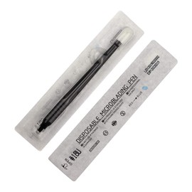 Disposable Microblading Pen with Needles and Sponge Applicator Permanent Makeup Pen Disposable Blister Pack 12CF/14CF/18U/20U (18U-0.2mm) Pack of 10