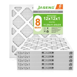 12x12x1 AC Furnace Air Filters,(6-Pack) MERV 8 Dust Defense, JASENG MPR 600 Pleated HVAC Replacement Air Filter (exact dimensions: 11 3/4"x11 3/4"x3/4")