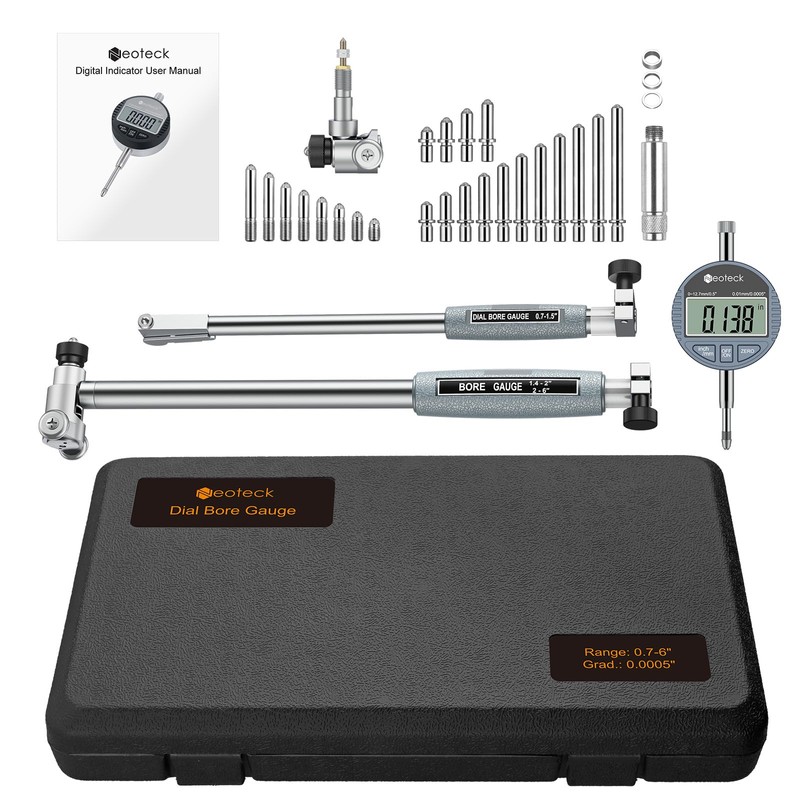 Neoteck Digital Dial Indicator Bore Gauge with 0.7"-6"/0.0005" Measuring Range
