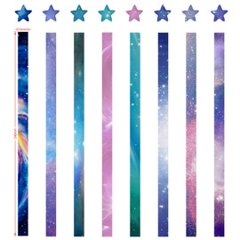 PAPERKIDDO 800 Sheets Origami Stars Paper - 8 Different Space Sky Designs for Arts Crafts, Kids, Grown-ups, School Teachers - Luminous Starry Sky Folding Colorful Strips
