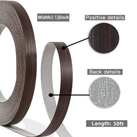 GSCIT Club Walnut Edge Banding, 1 1/2 inch x 50ft roll of Veneer Edge Banding -Pre-glued Flexible, Wood PVC Tape Banding for Cabinet Repair Furniture Restoration