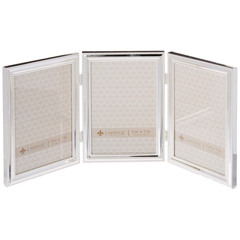 Lawrence Frames Hinged Triple Vertical Metal Picture Frame Silver-Plate with