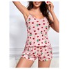 WDIRARA Women's 3 Pieces Cute Cherry Graphic Shorts Pajama Set