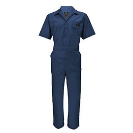 Natural Uniforms Mens Short Sleeve Zip Up Coverall, Stain and Wrinkle Resistant (Navy, Medium)