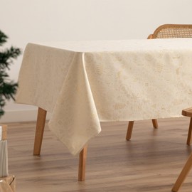 GAMUSI Christmas Jacquard Gold Yarn Dining Table Cloth Rectangle Christmas Decoration 140x240cm Gold