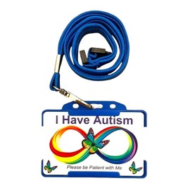 I Have Autism Infinity Symbol with Butterflies Awareness Card and Lanyard - Eight Colours (Green)