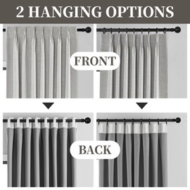 Cniuyhi Full Blackout 102 Inches Long Pinch Pleat Curtains for Living Room, Natural Linen Blended Back Tab Curtains Thermal Insulated Patio Door Pleated Drapes with Hooks, 40" W x 102" L, 1 Panel