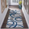 GLORY RUGS Area Rug Modern 2x7 Navy Circles Geometry Soft