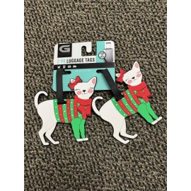 G Force NEW Luggage Tag White Cat 2 pieces Christmas Winter Holidays