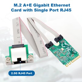 M.2 2.5G Gigabit LAN Ethernet Card, M.2 Key A+E 2.5 GB Network Card with RTL8125B Chipset, Single Port Multi Gigabit PCIExpress Network Adapter for Win/Linux