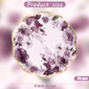 WRAPAHOLIC 25Pcs Floral Paper Plates - 9 Inch Beautiful Purple