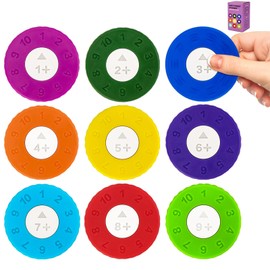 Meetory Pack of 9 Maths Fidget Spinners for Children - Interactive Learning Toy for Addition and Subtraction, Promoting Math Skills in the Classroom and Home (Addition)