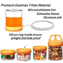 SELEWARE Recipientes portátiles apilables de almacenamiento de alimentos para aperitivos, fórmula en polvo y bebidas, sistema de bloqueo giratorio, hermético, a prueba de fugas, última intervensión de