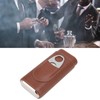 3 Finger Cigar Case Leather Cedarwood Lining Travel Portable Cigar