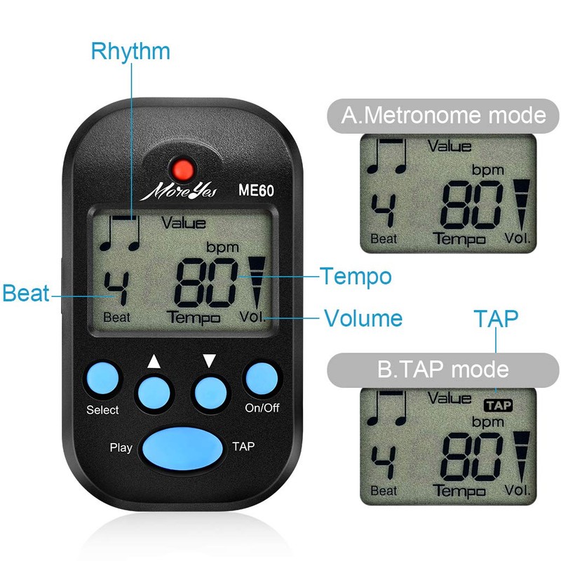 MOREYES Mini Digital Metronome with Speaker Multifunctional for Saxophone Piano