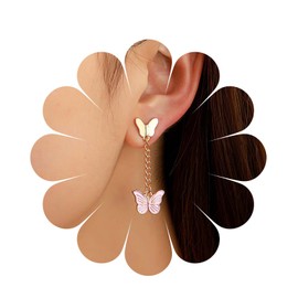 Cybche Boho Blue Enamel Butterfly Earrings Blue Butterfly Drop Earrings Butterfly Tassel Chain Earrings Silver Butterfly Stud Earrings Jewellery For Women, Zinc