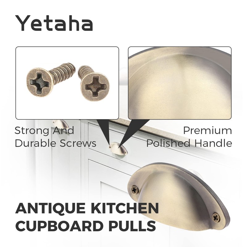 Yetaha Cup Handles for Drawers, 10 Shell Pull Handles, 82x35mm