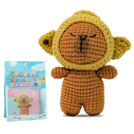 Crochet Kit for Beginners Adults,Starter Friendly Crochet Kit with Step-by-Step Video Tutorials,Cute Crochet Kits,DIY Knitting Supplies(Capybara)