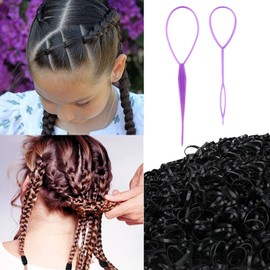 Ondaring Elastic Hair Ties 1000 Pcs Hair Elastics in Multicolors with 1pcs Hair Bands Cutter Remover & 2pcs Hair Tail Tools for Toddler Infants Kids Girls Women (Black)